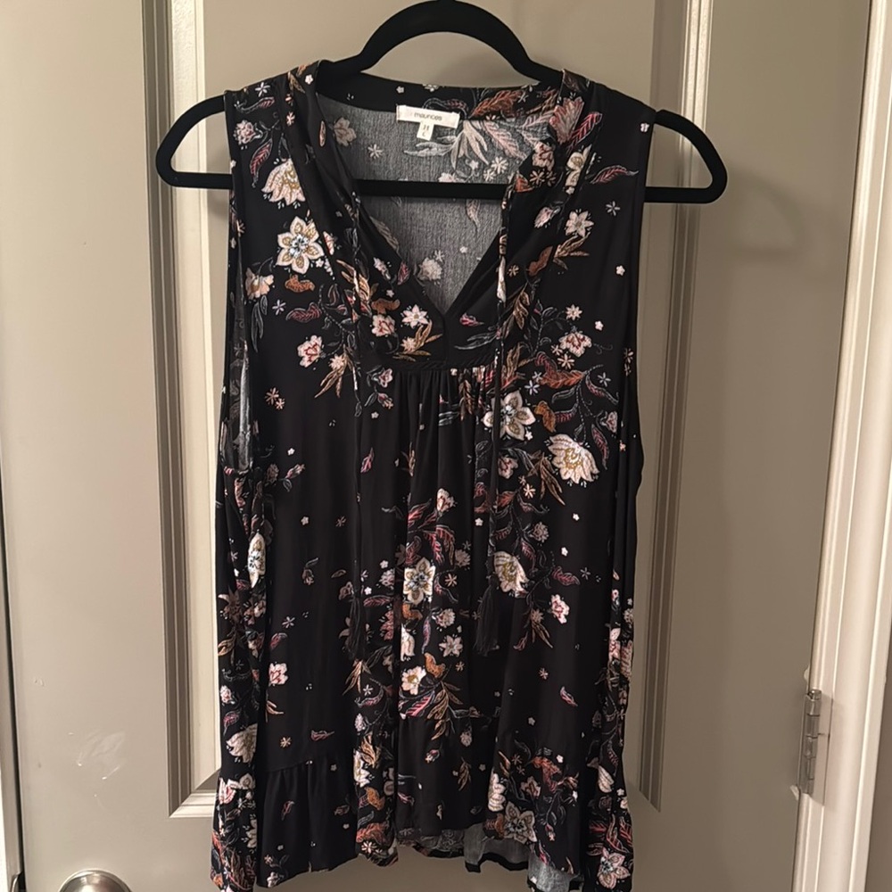Maurices Black Pleated Relaxed Blouse